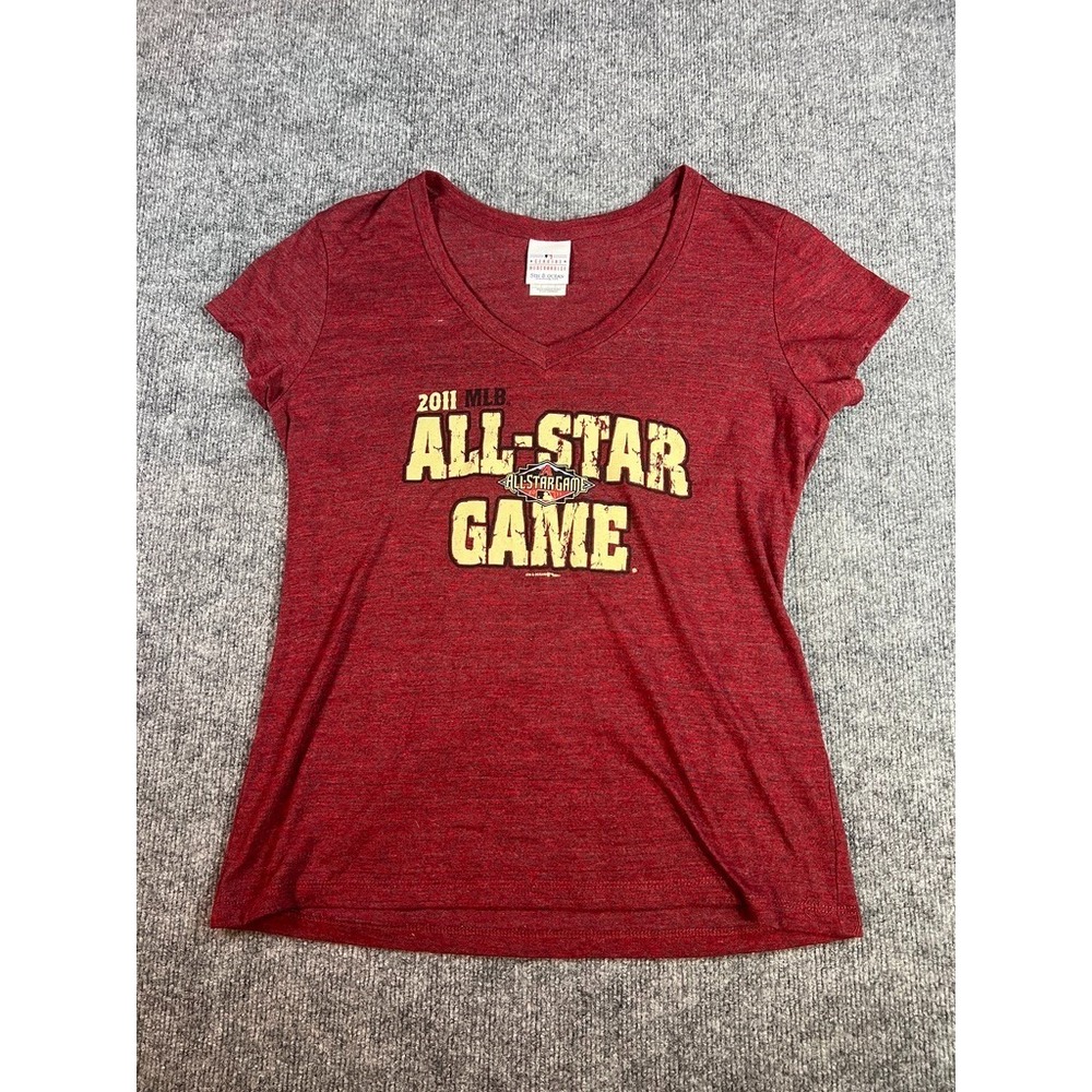 2011 MLB All-Star Game Women's V-Neck T-Shirt L Red Heather 5th & Ocean Genuine